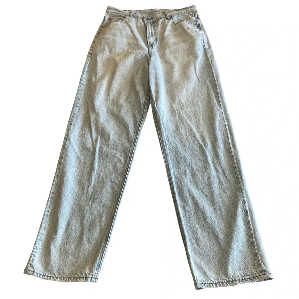 American Eagle Jeans Women 10 (29x31) Highest Rise Baggy Straight Light Wash